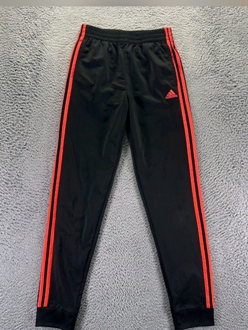 adidas Boy's Black And red Joggers with Red Side Stripes Small.
